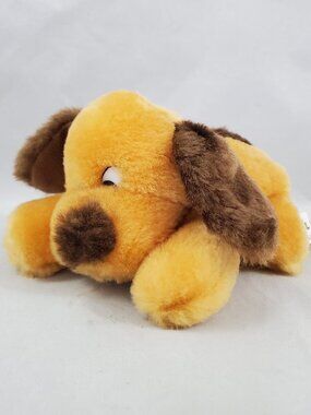 Ganz Terra Nova Small Dog Plush Brown Spot Laying Puppy Stuffed Animal Vintage